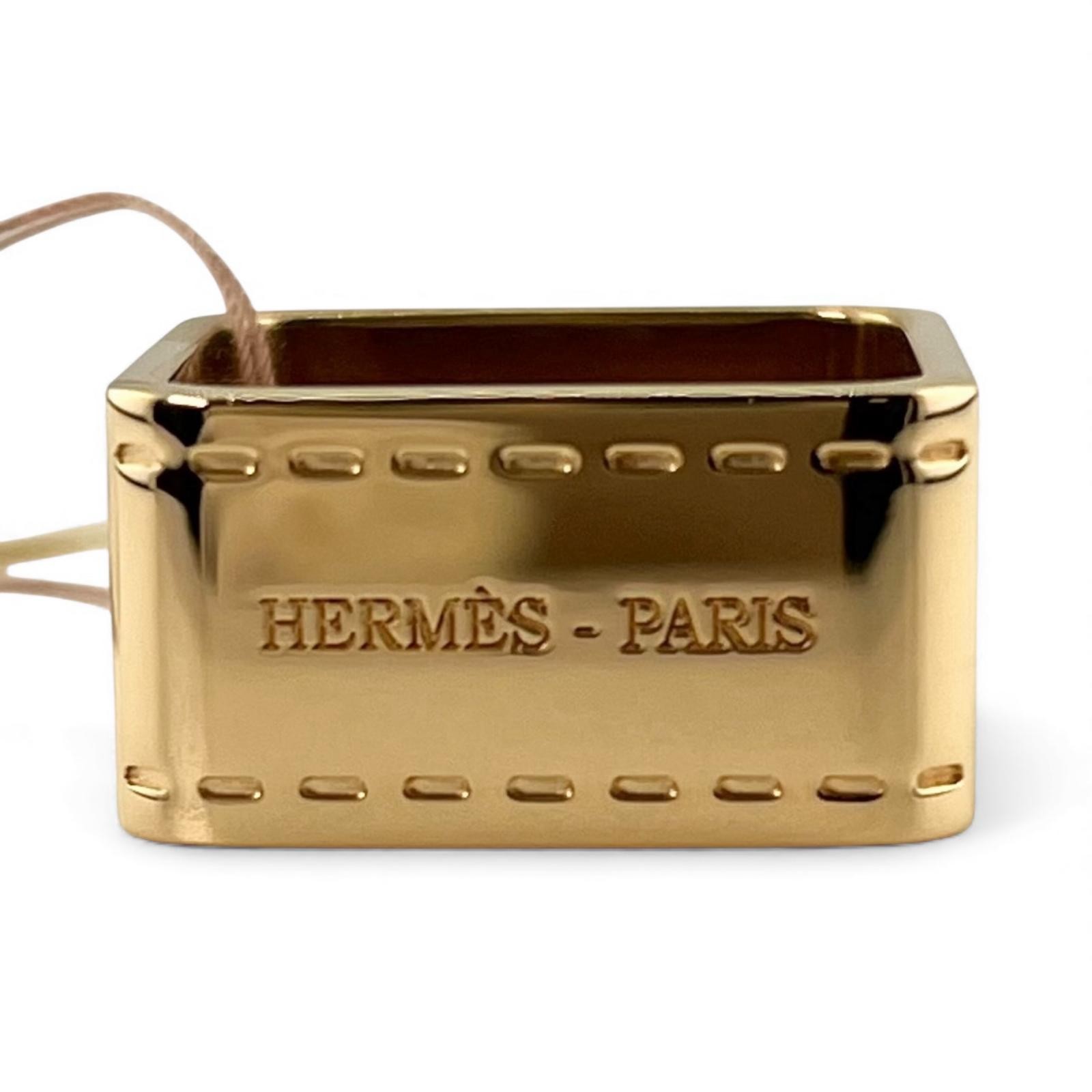 Pristine HERMES Scarf ring BOLDUC Square gold Wom… - image 5