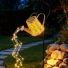 1PC Solar Watering Can Warm White Lights Hanging Garden Decor Lantern Xmas Gift