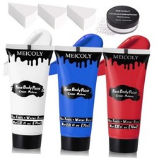 Red White Blue Face Body Paint with Setting red white blue face paint set