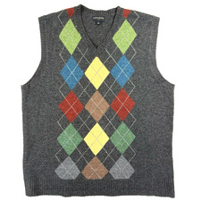 Banana Republic Mens Sweater Vest XL Argyle Wool V Neck Pullover