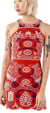 J.O.A. Sz XS Urban Outfitters Embroidered Sheath Mini Retro Sexy Avant Garde