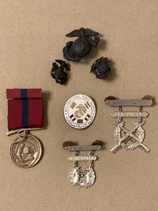 USMC Medal Lot - MultiNational Force Beruit Pin, Rifle & Pistol Expert, GCM, EGA