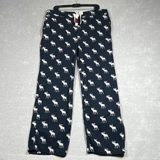 Y2K Abercrombie Fitch Sleep Pants Mens Medium Blue Moose Print Lounge Pajama