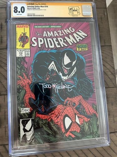 The Amazing Spider-Man #316 CGC 8.0 signed by Todd McFarlane