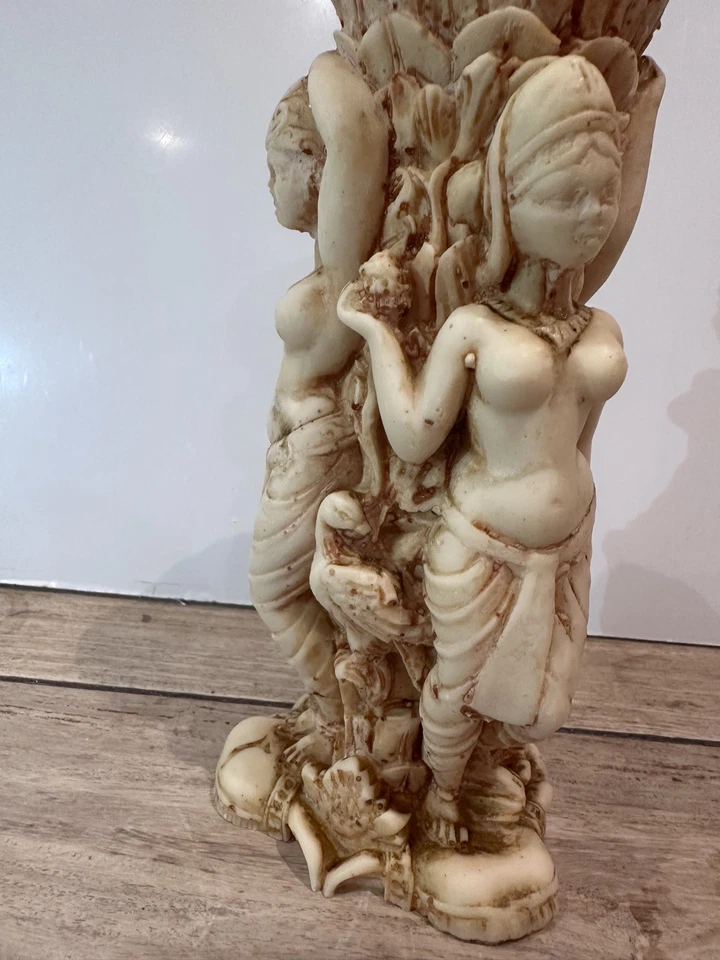 Soporte candelabro estatua tallada en resina vintage - adorno de diosa bailarina del templo Foto 2 de 4