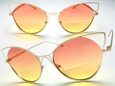 Oversize Exaggerated Classy Funky Retro Cat Eye SUNGLASSES Large Rose Gold Frame