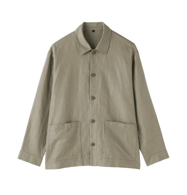 MUJI Hemp Blend Twill Jacket | Smoky Green M - second product detail image