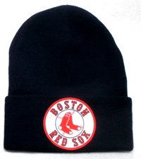 Boston Red Sox flat cotton applique on Navy beanie  cap hat. See details