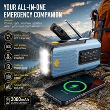 100000mAh Emergency Wind Up Solar Radio Hand Crank FM/AM Power Bank LED Torch