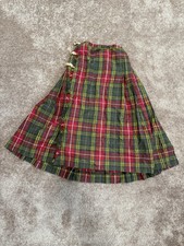 Vintage Ralph Lauren Long Tartan 100 Wool Plaid Pleated Kilt Skirt Preppy