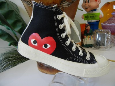 COMME DES GARCONS PLAY X BLACK CONVERSE CHUCK TAYLOR ALL STAR HIGH TOPS WOMENS 7