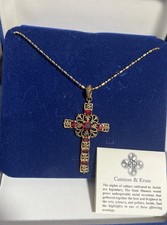 Jacqueline Kennedy Simulated Ruby Cross Pendant with Chain NEW WITH TAGS