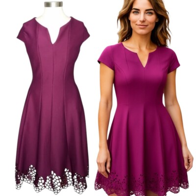 Roz & Ali Burgundy Dress Women's Size 2 Fit And Flare A Line Lace NWT | eBay Roz & Ali Burgundy Dress Women's Size 2 Fit And Flare A Line Lace NWT | eBay