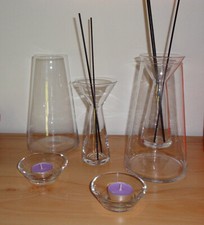 Partylite Raumduftöl Set Vase Teelichthalter Symmetrie P95075 2 Stück gebraucht