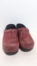 Dansko Red Snake Skin Print Leather Clogs Womans Size EU 38 US 7.5 -8