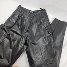 Leather Pants Comint Women's High Rise Pleated 26" Waist US 4 VINTAGE Tapered