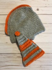 Andes Fair Trade Kids Beanie Gladiator Helmet Hat Alpaca Blend Grey Orange