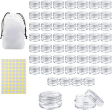 55 PCS 5G Sample Containers with Lids and Labels Clear Plastic Cosmetic Jars