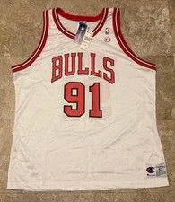 Vtg Chicago bulls Champion Dennis Rodman White Home Jersey Sz 52