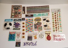 19 pc Scrapbooking stickers mixed lot - Jolee Recollection bling soccer school