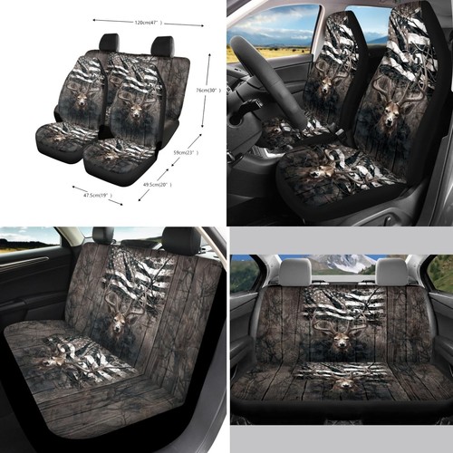 Suobstales Deer American Flag Print Car Accessories for Women Seat Covers Set... - Picture 2 of 5