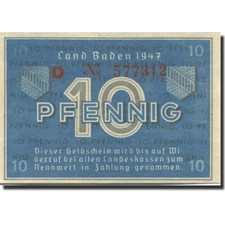 #278693 Geldschein, Deutschland, Baden, 10 Pfennig, 1947, KM:S1002a, UNZ-