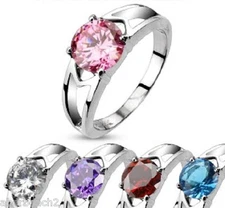 316L Stainless Steel CZ Prong Set Solitaire Hollow Ring 1.25 Carat