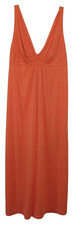 Natori Orange Snakeskin Design V Neck Sleeveless Maxi Dress Size Small EUC