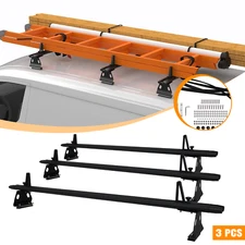 53" Adjustable Truck Cap Topper 3 Crossbars Aluminum Ladder Roof Rack Black