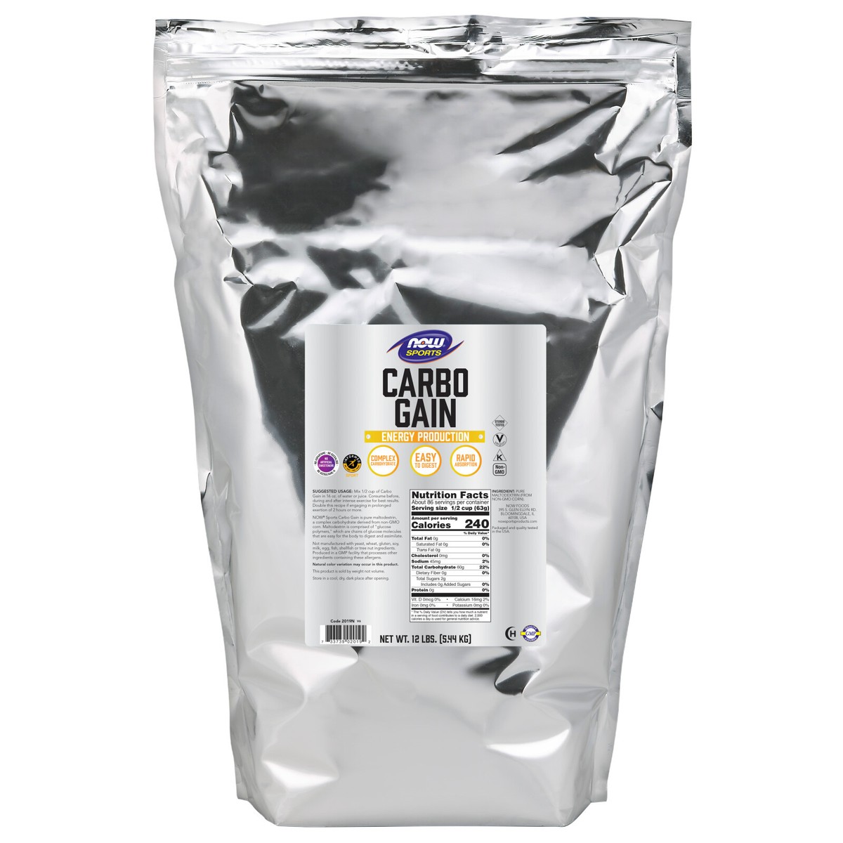 NOW Foods - NOW Sports Carbo Gain Energy Production Powder - 8 lbs.