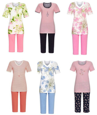 RINGELLA Damen Capri Pyjama Größe 40-52 Kurzarm diverse Dessins