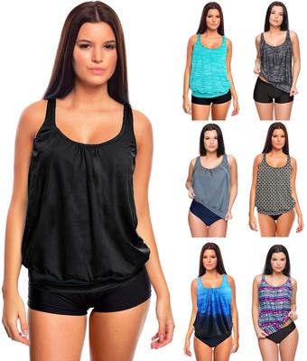 G/HP) OCTOPUS DAMEN OVERSIZE TANKINI SET SCHWARZE HOTPANTS GROSSE GR. 38 - 66