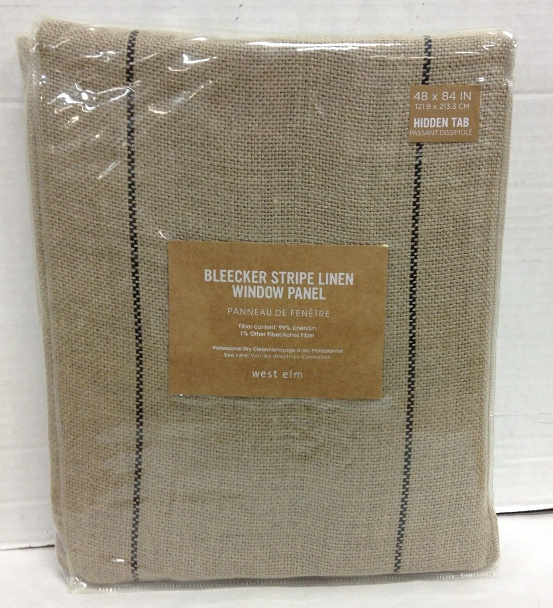 Pottery Barn West Elm Bleecker Striped Linen Burlap Drapes