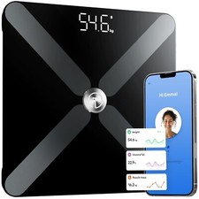 Bluetooth Smart Body Weight Scale App Control Black 14 Health Metrics