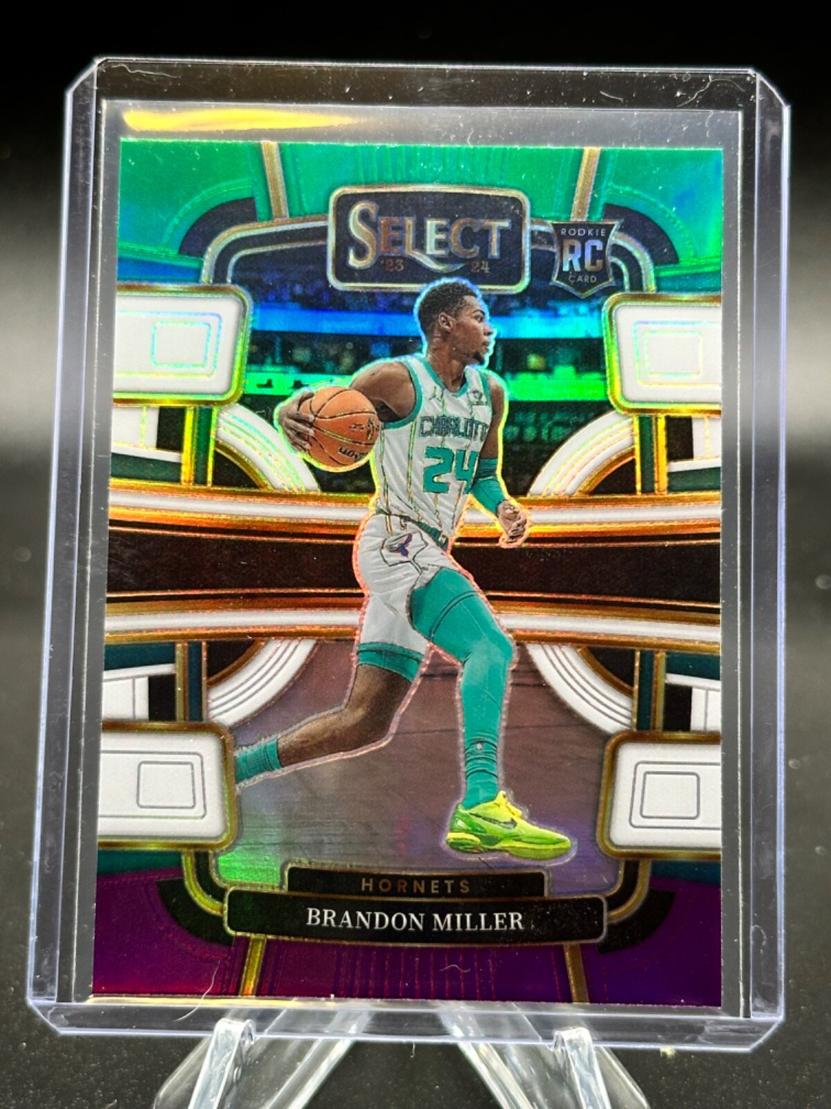 2023-24 Panini Select NBA Brandon Miller Green/White/Purple Prizm Rookie RC #80