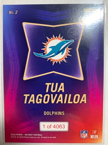 TUA TAGOVAILOA 2020 Panini NFL Instant Draft Night Football Card # 2 DELFINI!! - Foto 2 di 2
