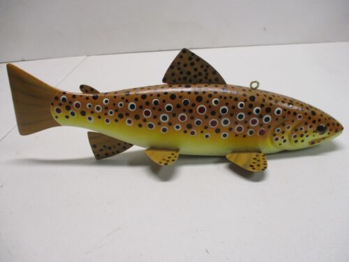 JOHN JENSEN BROWN TROUT~DOUBLE SIGNED~ FISH SPEARING DECOY~ICE FISHING LURE - Picture 1 of 8