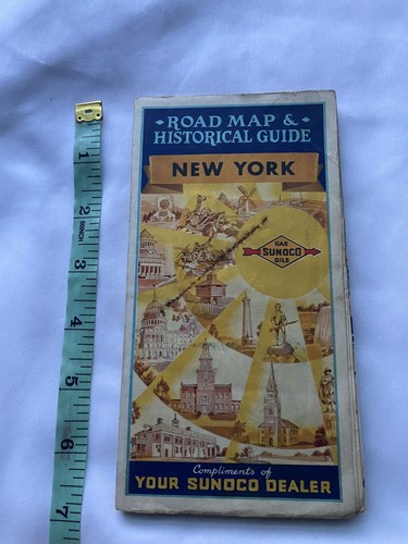 Vintage Historical Guide Road Map Gas SUNOCO Oils New York Pictorial Colorful - Picture 2 of 18