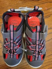OshKosh Everyplay Flexible Outsole Bump Toe Sandal Gray Red Little Boy's Size 9