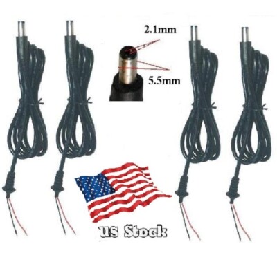 4-Pack 39  5.5x2.1mm DC Power Male Plug Pigtail Cables for CCTV