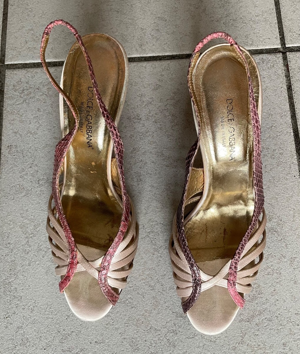 Dolce & Gabbana Women's Silk & Leather High Heel Pumps Shoes US 7