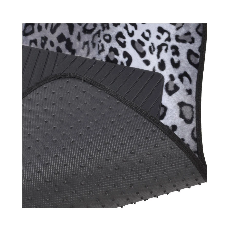 Gray Leopard Print Car Truck SUV Front Rear Premium Carpet Floor Mats 4pc Set — 第 2/2 张图片