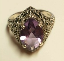 CNA STERLING SILVER AMETHYST RING SIZE 6 WEIGHT 3.4 GRAMS