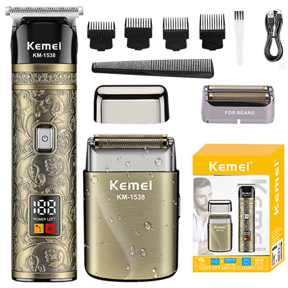 Kemei km-1538 Electric Hair Clippers Cordless USB Beard Shaver