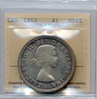 1953 Canada Silver Dollar, Shoulder Fold - Gem Uncirculated, ICCS MS65