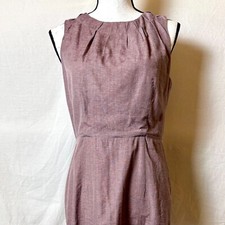 Ann Taylor Loft Pleated Sleeveless Sheath Midi Women's Sz 8 Purple Dress Lined