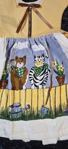 NEU 2 handgefertigte Katzen & Landhaus Thema Ofen Tür Kleid Küchentuch Spitzenborte - Bild 9 von 21