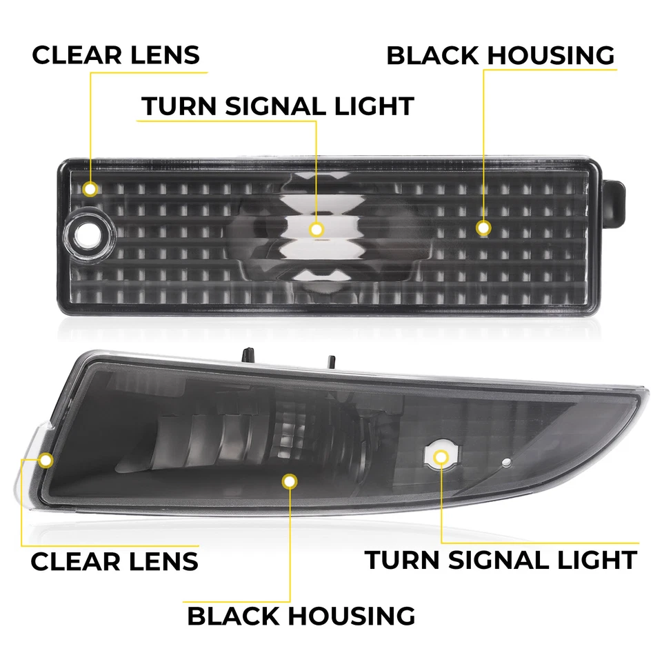 Lámpara de parachoques de luz de señal de giro con marcador lateral negro 4 piezas para Chevy Camaro 1993-2002 Foto 2 de 4
