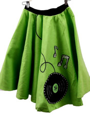 ROCKABILLY Circle Skirt Neon Green Full Skirt BEJEWEL RECORD TEEN XS costume