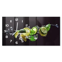 Glasuhr Wanduhr Mit Leisem Uhrwerk Limette Und Zitrone WeißE Zeiger 60X30 Cm